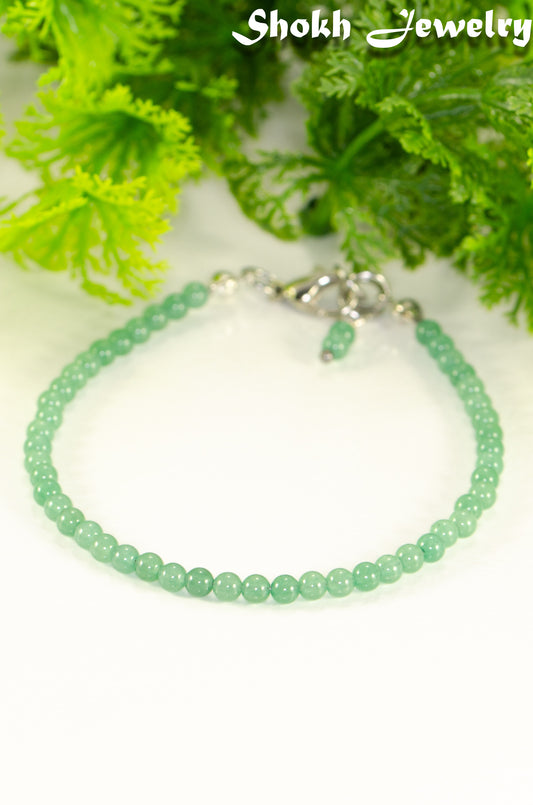 3mm Green Aventurine Anklet with clasp and a cute dangle.