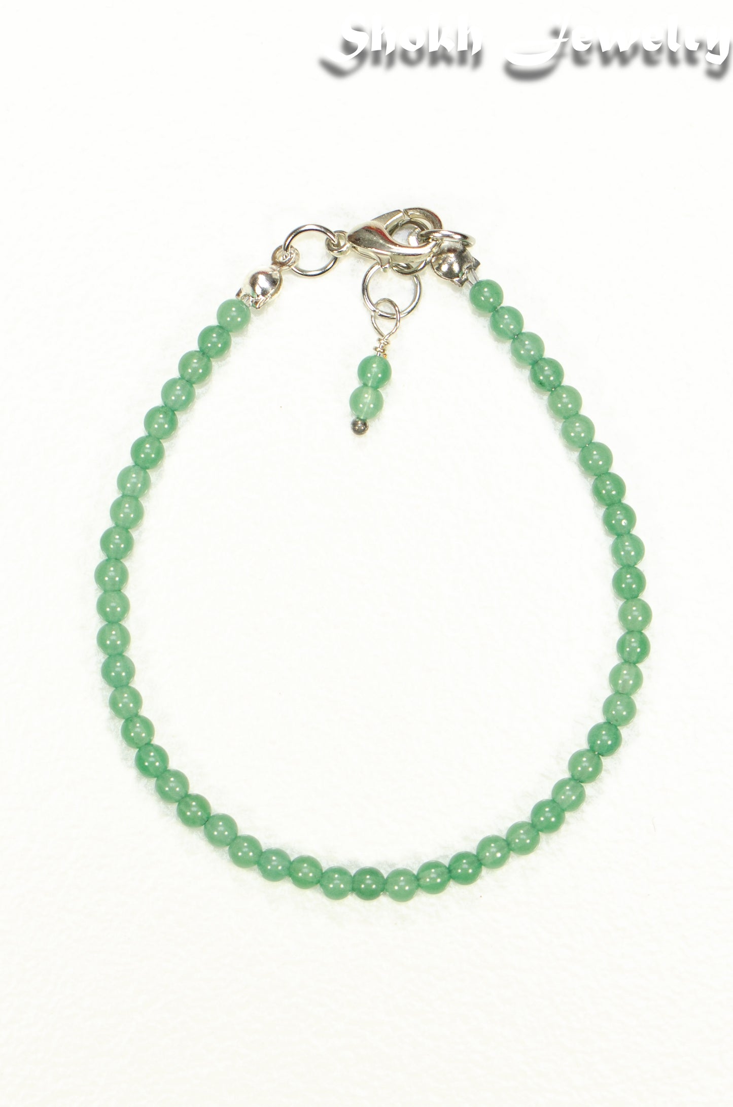 Top view of 3mm Green Aventurine Anklet.