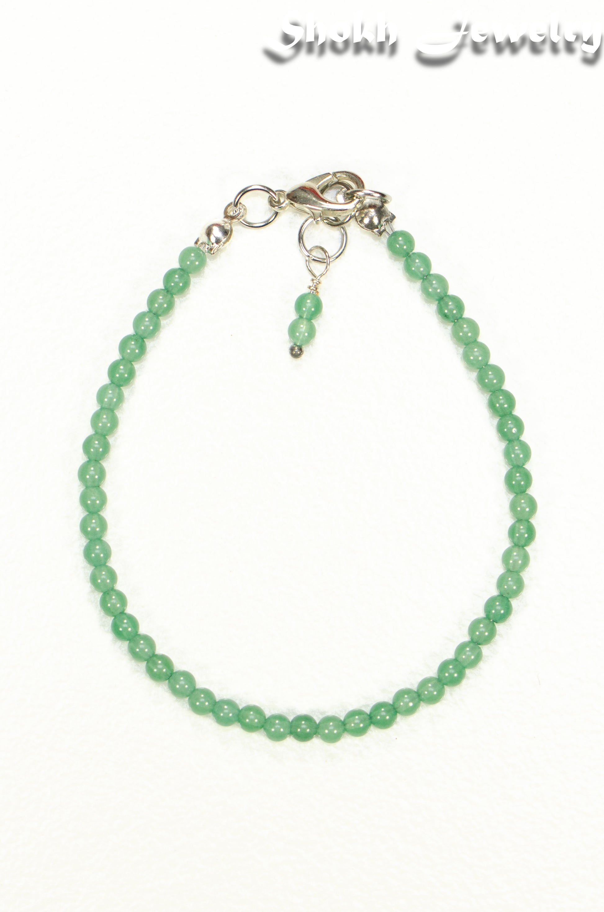 Top view of 3mm Green Aventurine Anklet.