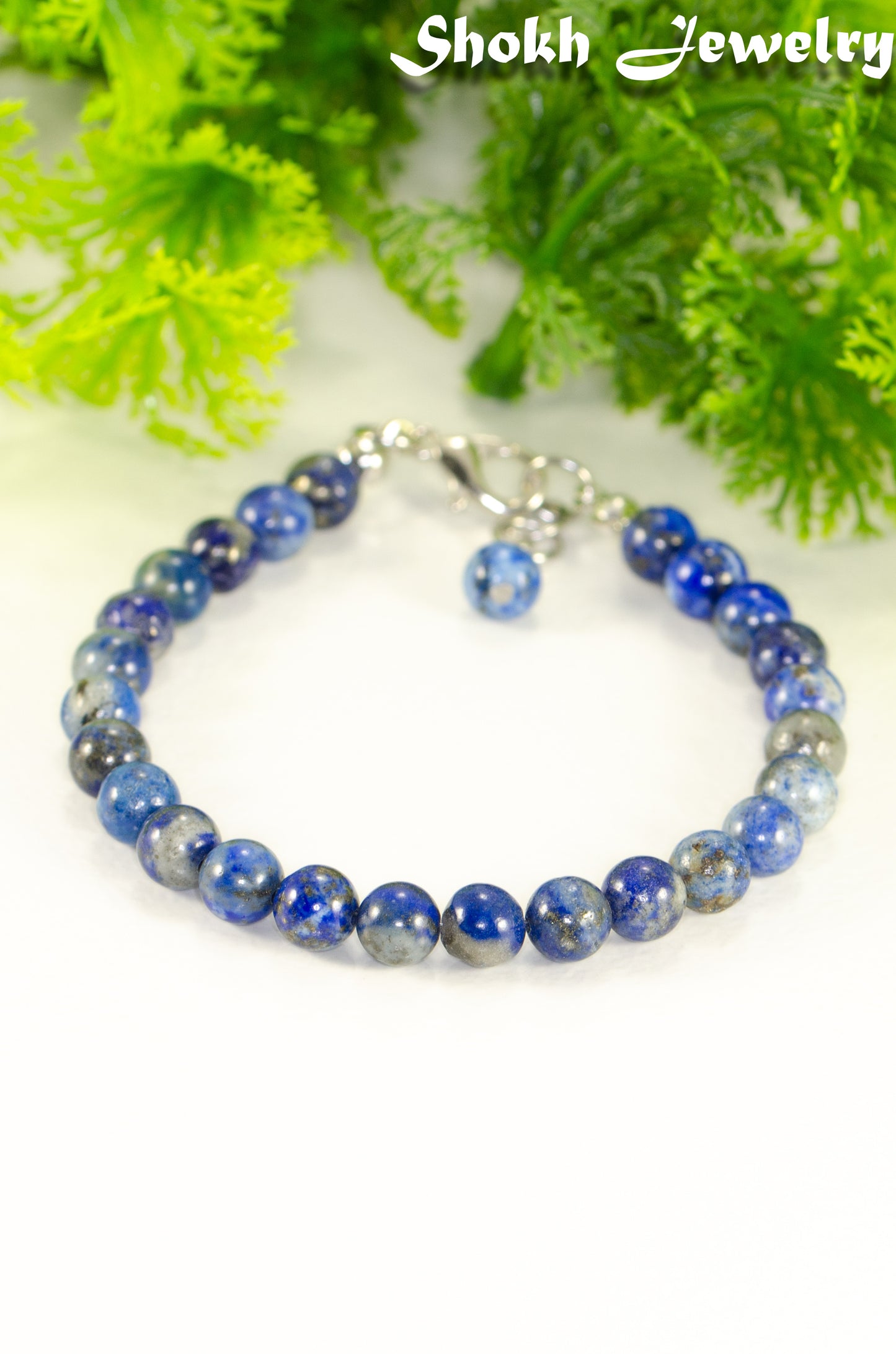 6mm Lapis Lazuli Beaded Anklet with clasp.