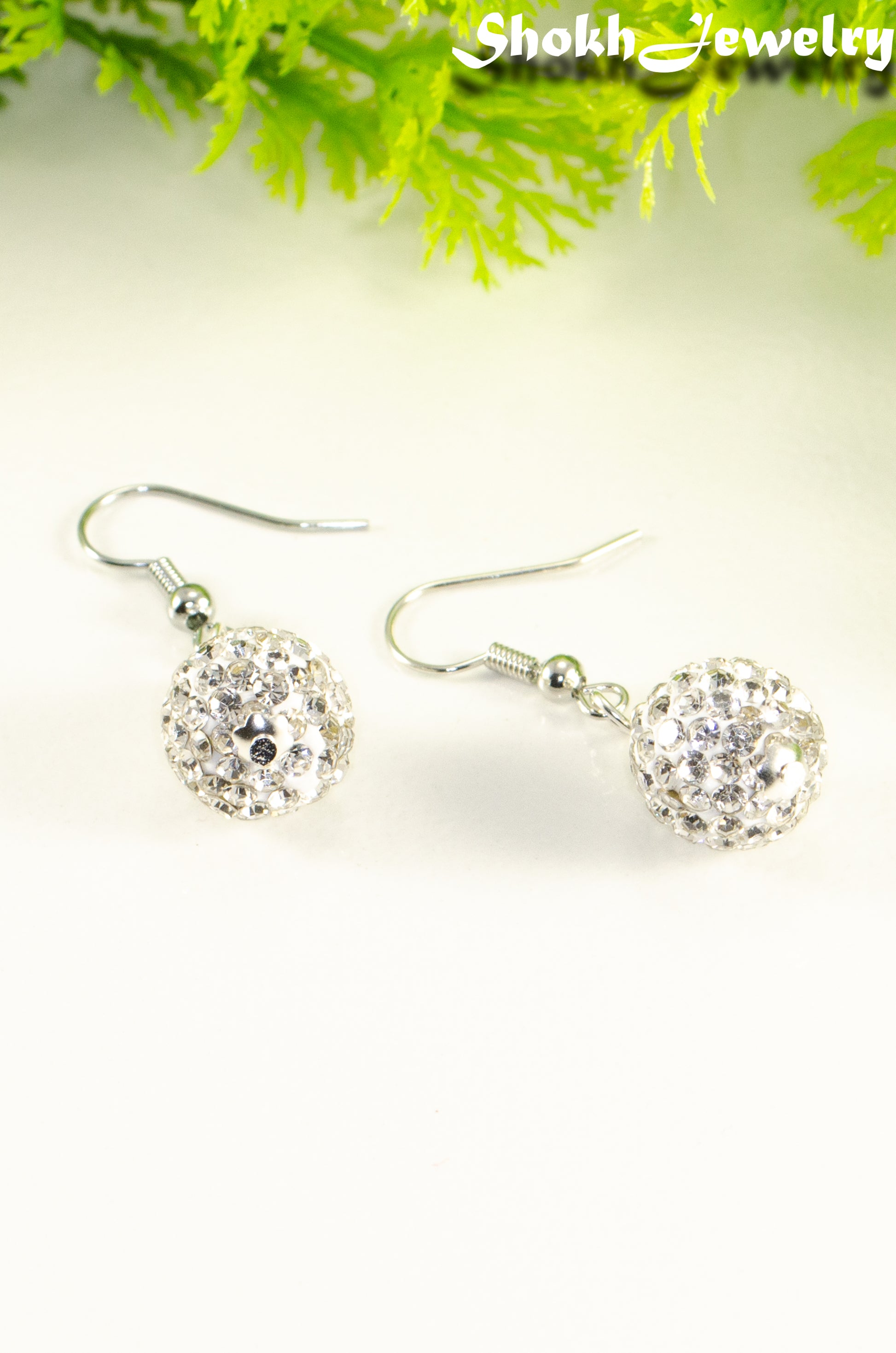 12mm Rhinestone Disco Ball Earrings.