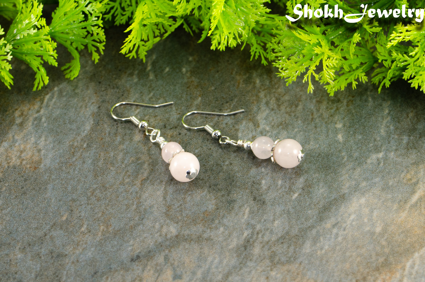 Small Rose Quartz Earrings.
