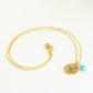 Gold Plated December Birth Flower Necklace with Turquoise Howlite Birthstone Pendant.