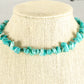 Natural Turquoise Crystal Chip Choker Necklace displayed on a bust.