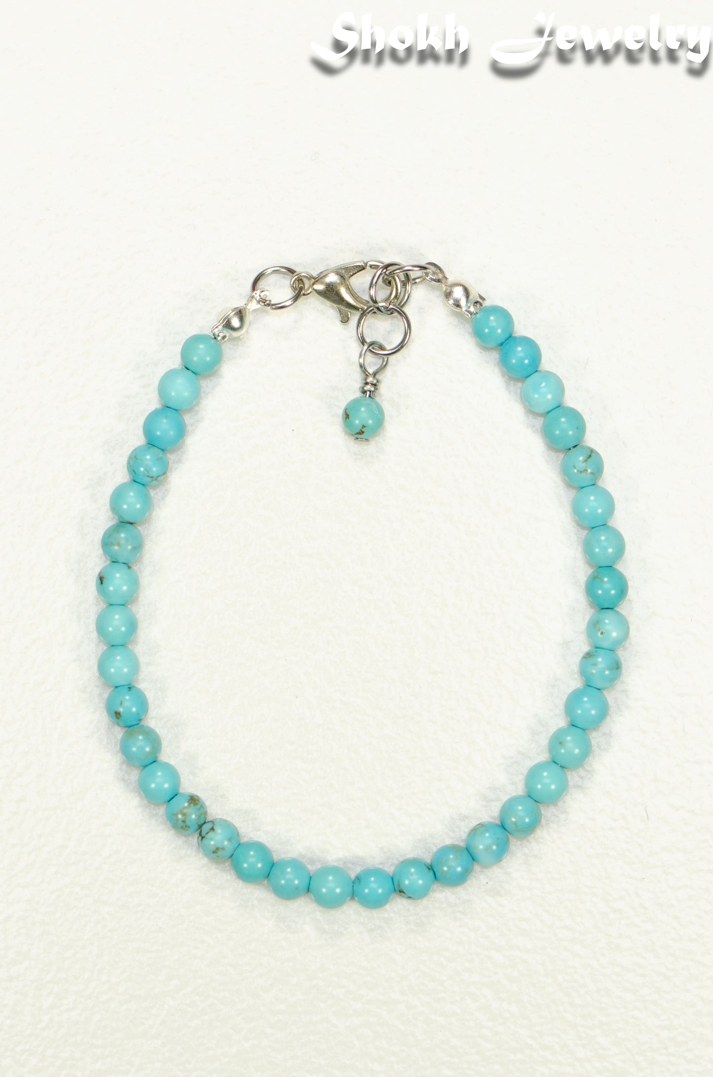 4mm Turquoise Anklet with Clasp, December Birthstone Jewelry