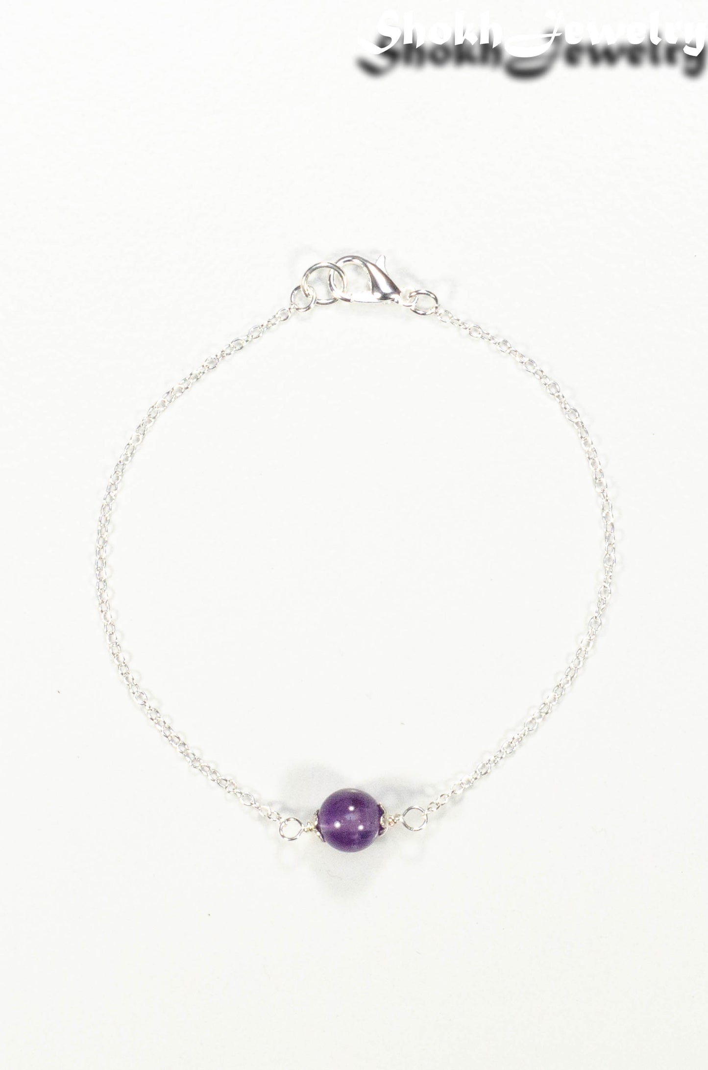 Top view of Minimal Amethyst Bracelet.