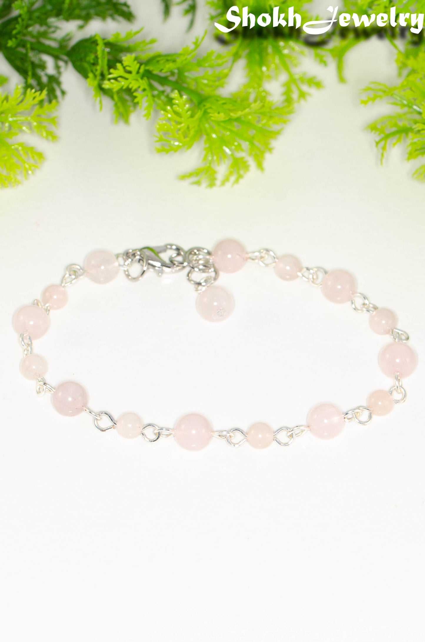 Handmade Rose Quartz Link Chain Anklet