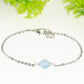 Close up of 8mm Aquamarine and Chain Anklet.