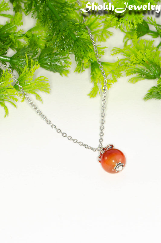 12mm Carnelian Pendant Necklace.