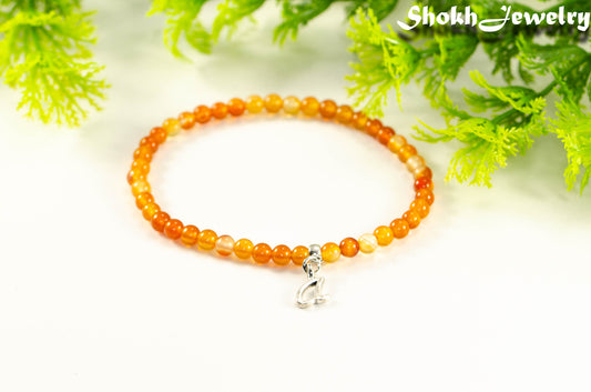 4mm Carnelian Bracelet with Initial