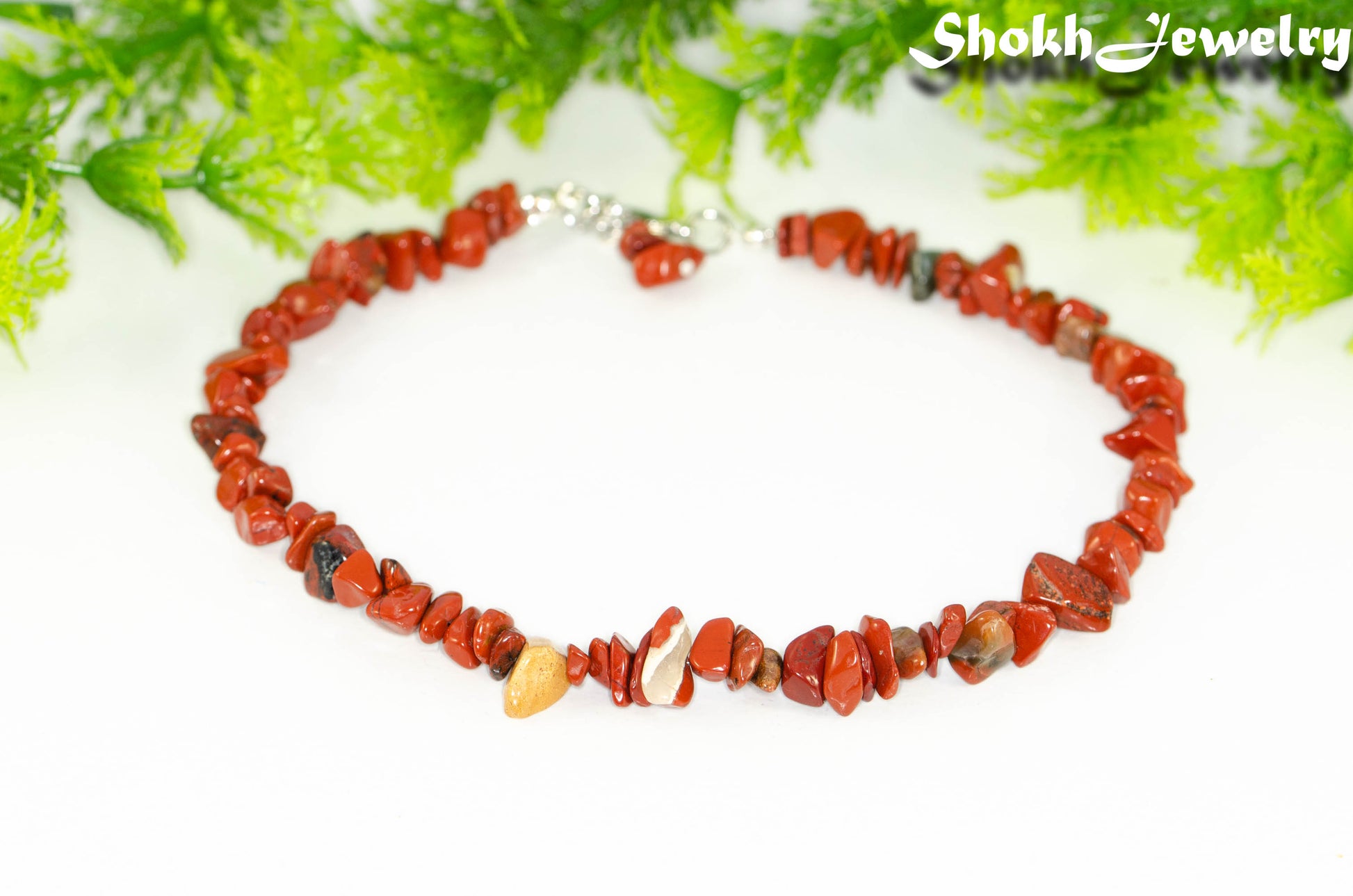 Natural Red Jasper Crystal Chip Choker Necklace
