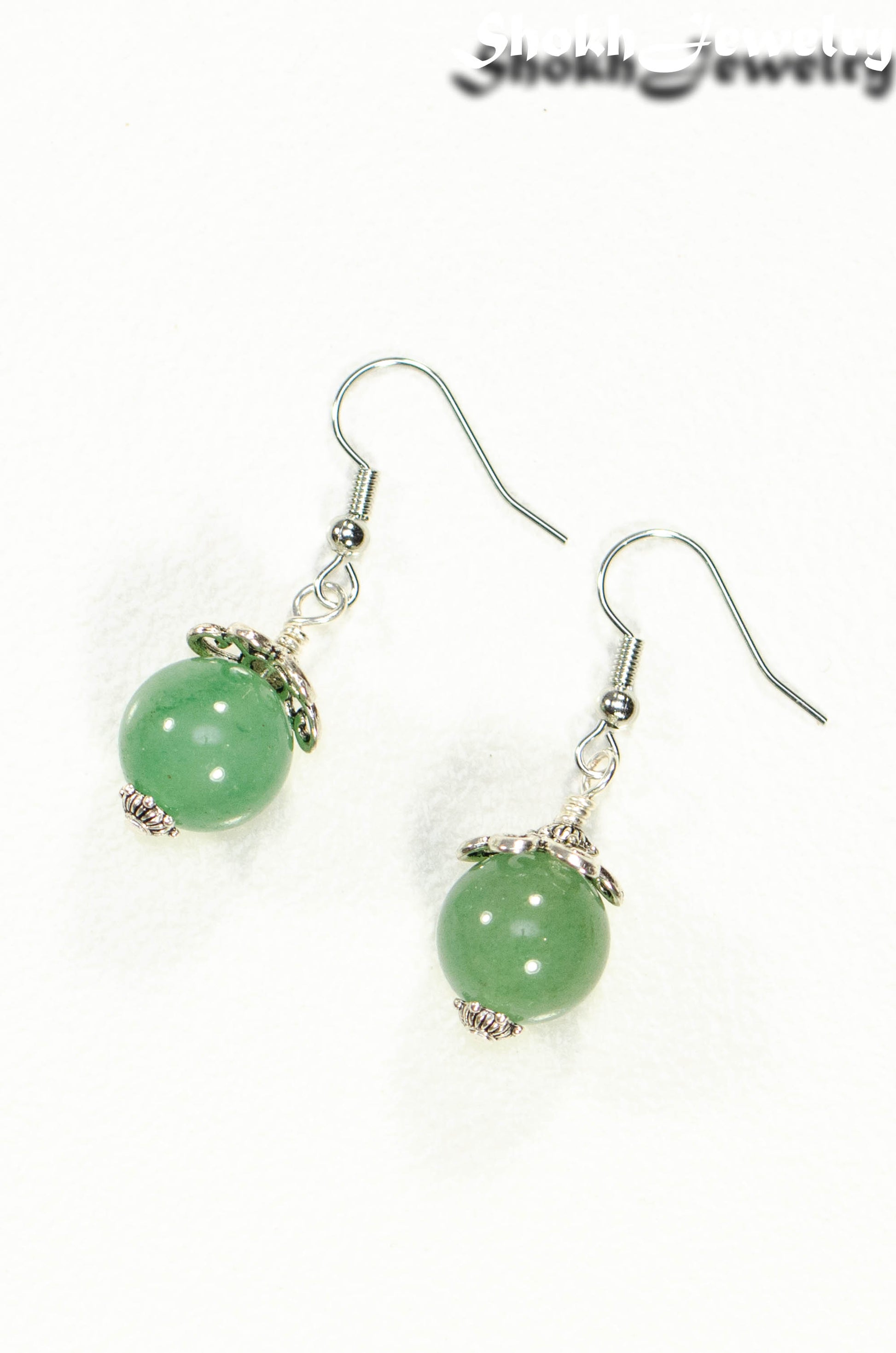 12mm Natural Green Aventurine Crystal Earrings