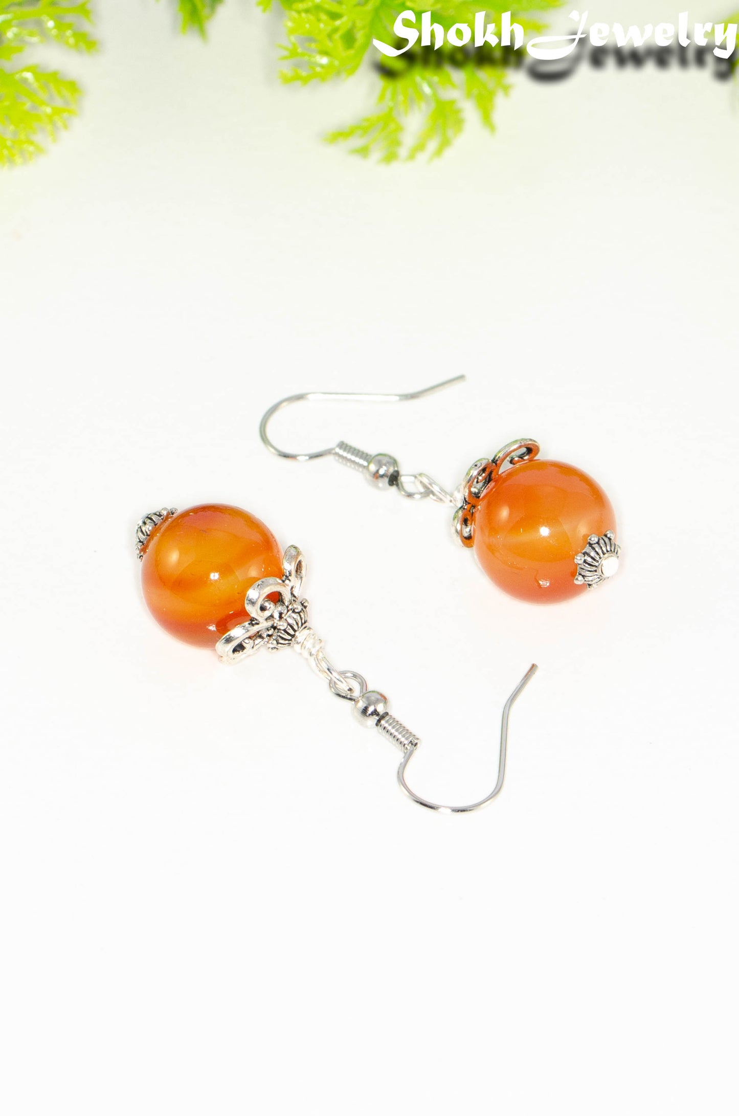12mm Natural Carnelian Crystal Earrings
