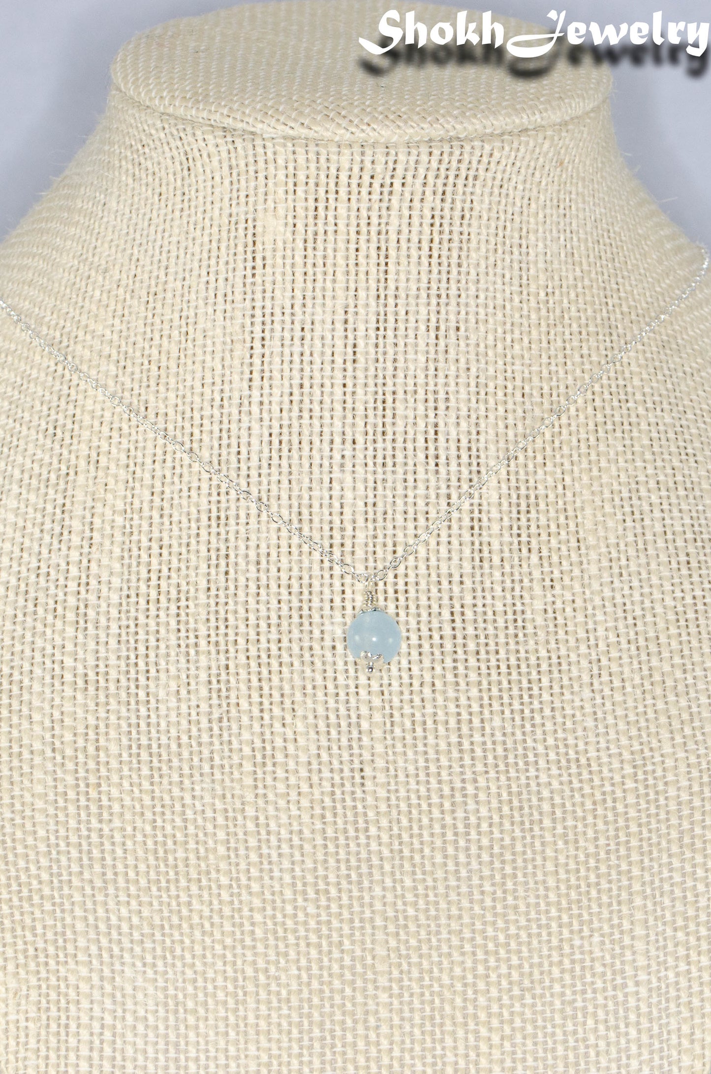 Dainty Aquamarine Choker Necklace on a bust