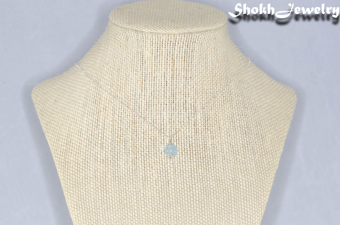Dainty Aquamarine Choker Necklace on a bust