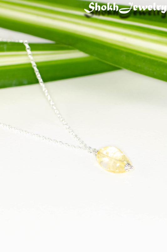 Dainty Citrine Nugget Pendant Necklace