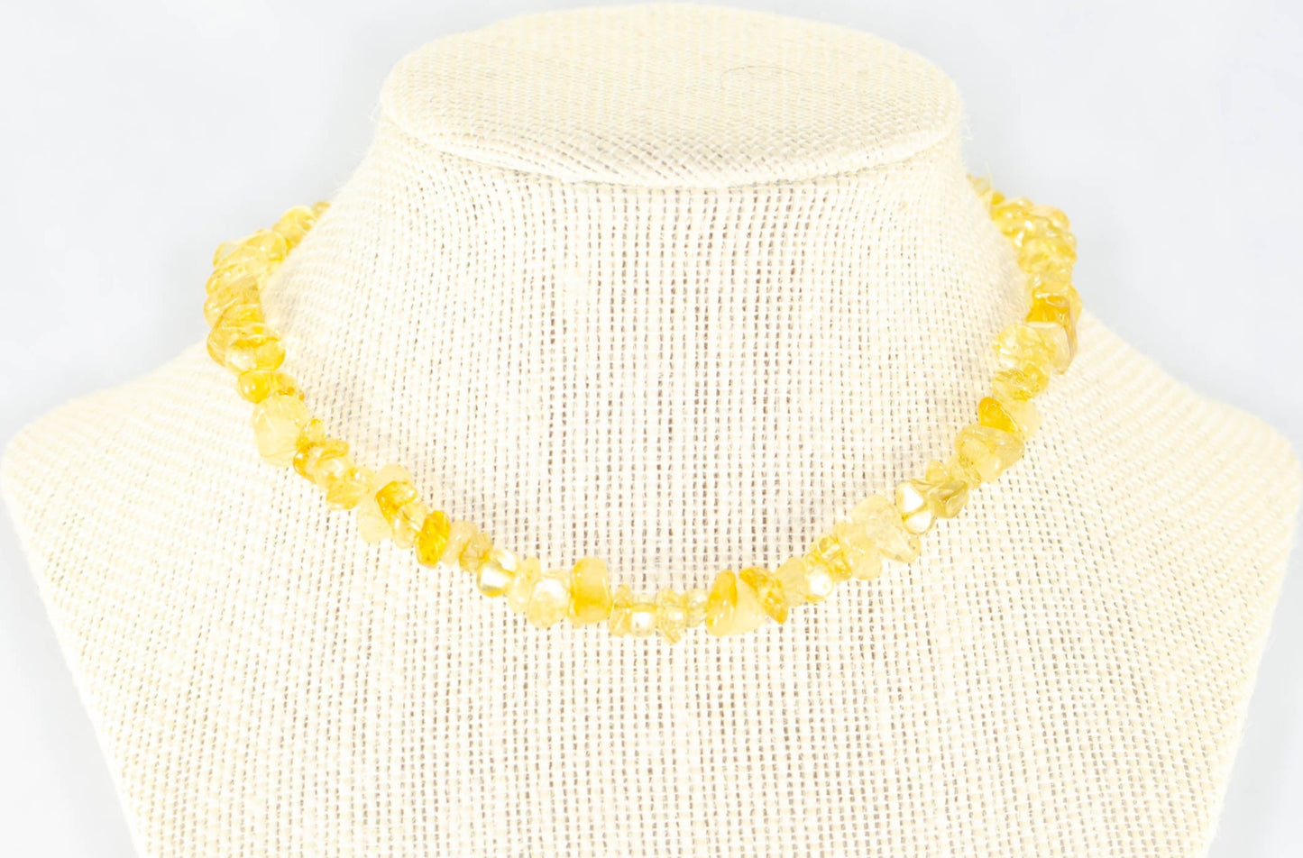 Natural Citrine Crystal Chip Choker Necklace on a bust