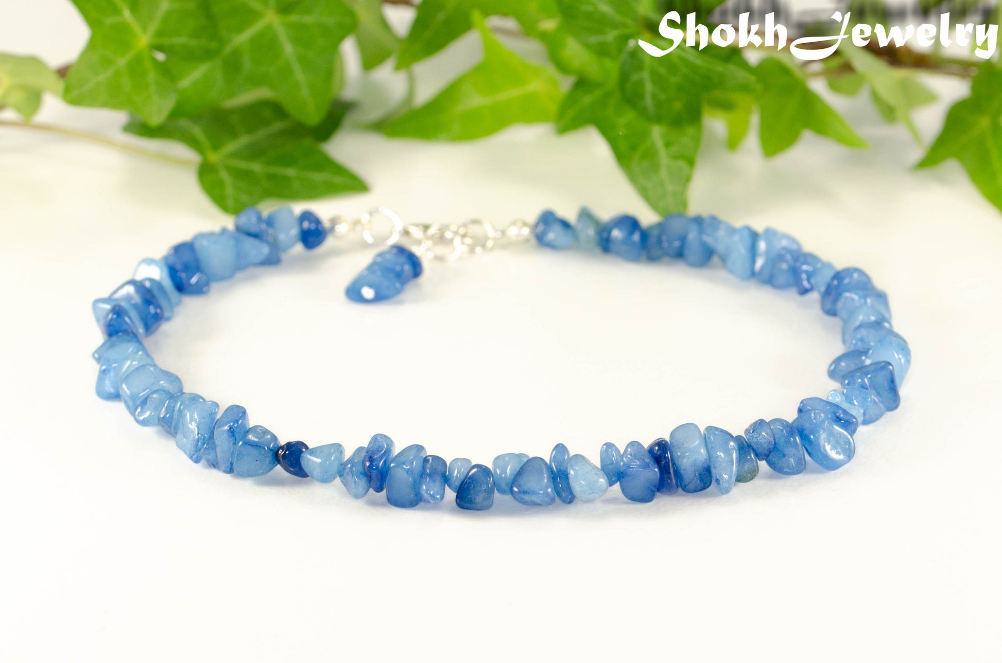 Natural Blue Quartzite Crystal Chip Choker Necklace